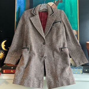 Vintage 70s Jocardi Elegant Brown Trench Coat Blazer with Brown Accents XS